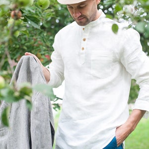 Organic linen shirt for men, 20 COLORS, Long sleeves linen shirt, Beach wedding shirt, Wedding shirt for men, Summer shirt for men image 1