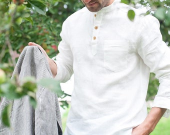 Organic linen shirt for men, 20+ COLORS, Long sleeves linen shirt, Beach wedding shirt, Wedding shirt for men, Summer shirt for men