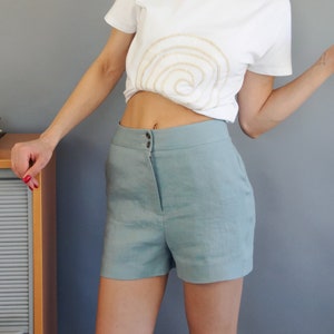 Fitted linen pants for women, High waisted shorts for summer, Short womens shorts, Vacation MUST HAVE, 25 COLORS image 4