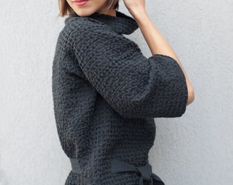 Linen oversized sweater Linen top Summer sweater Long sleeve linen sweater