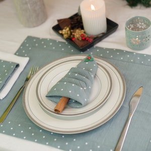 Christmas Cloth Napkins, Linen Dinner Napkins, Christmas Placemats, Girlfriend Christmas Gift, Parents Christmas Gift image 4
