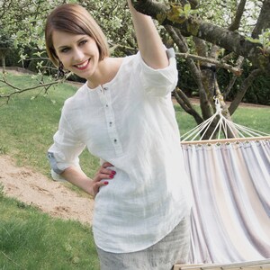 Flax linen shirt Linen shirt women Linen top Linen blouse Stonewashed linen Bohemian shirt