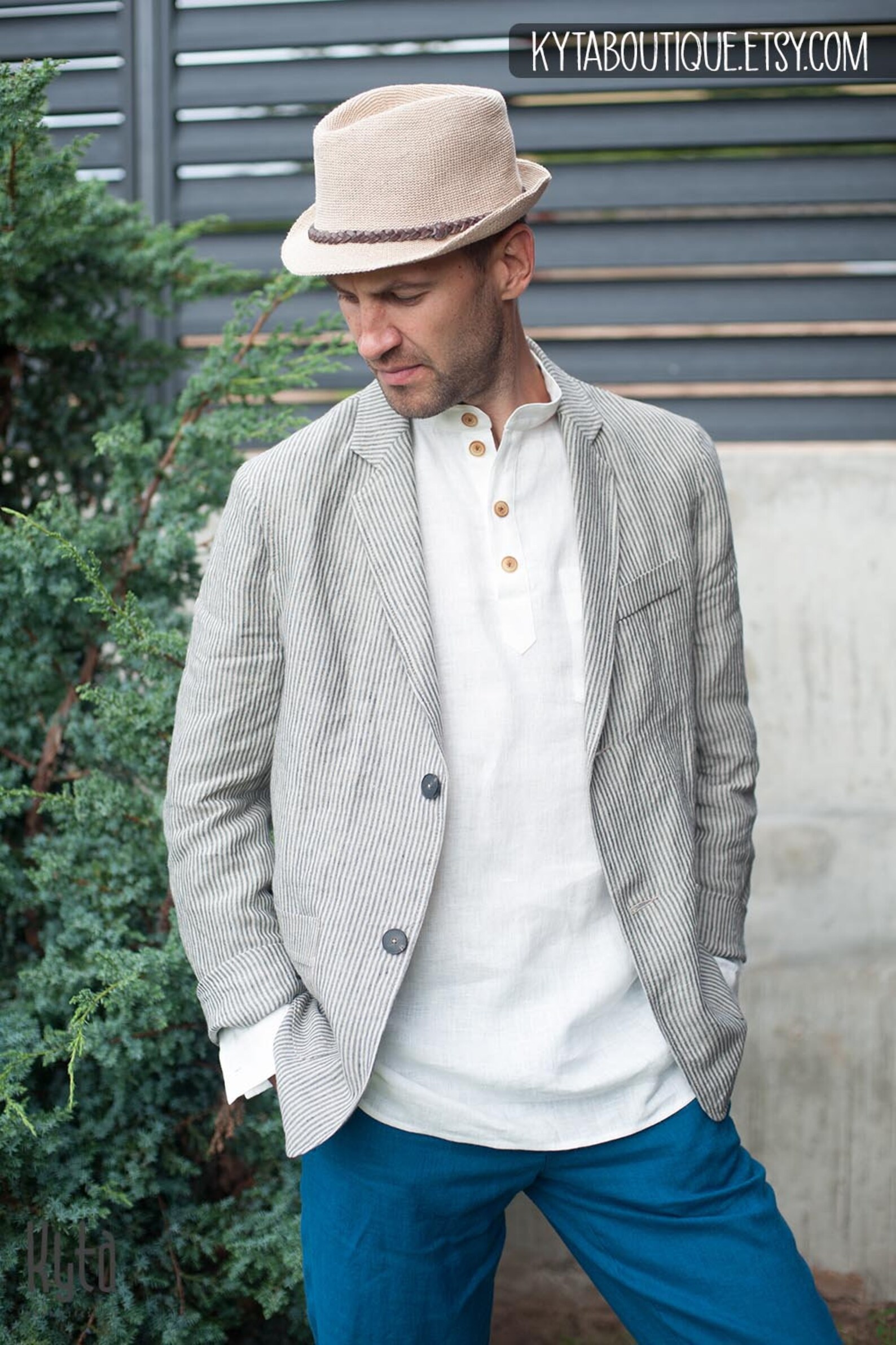MENS LINEN JACKET 25 Colors Striped mens jacket Summer Etsy