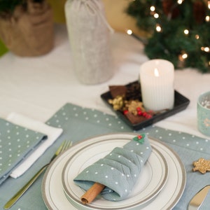 Christmas Cloth Napkins, Linen Dinner Napkins, Christmas Placemats, Girlfriend Christmas Gift, Parents Christmas Gift image 2