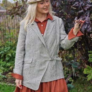 Women oversized linen jacket INDRA, Plus size loose linen jacket, Linen cardigan with long sleeves, Summer linen jacket, Womens linen blazer