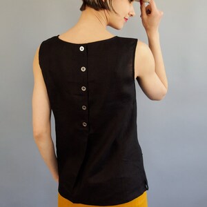Black linen blouse for summer, Linen tops for women, Plus size linen top, Linen tank top, Organic linen fabric, 2 COLORS