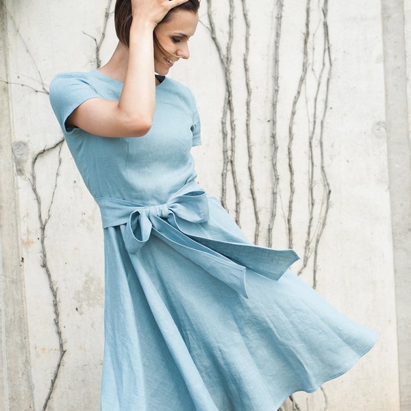 Womens linen dresses 20+ COLORS Linen midi dress Linen dresses for women Skater dress Linen summer dress