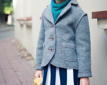 Wool warm jacket for girls Toddler winter jacket Fall jacket Military jacket Wool coat