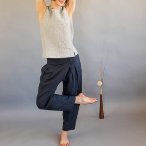 Harem linen pants for women, Casual linen pants, Womens harem pants, Linen trousers for summer, Loose linen pants, High waisted linen pants