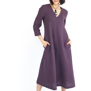 Organic linen maxi dress, 25+ COLORS, Linen kaftan dress with pockets, Linen dress plus size, Linen dress for women, Summer long dress