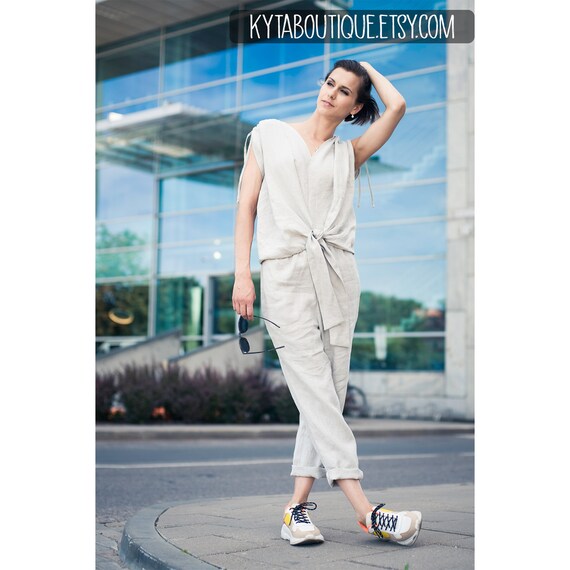 linen jumpsuit etsy