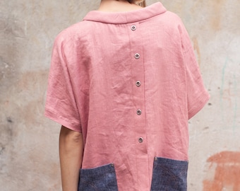 Loose linen blouse Linen tops for women Linen tunic 20+COLORS
