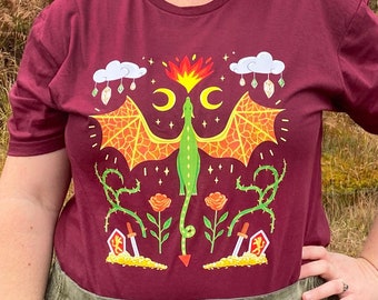 Camiseta con estampado de dragón, camiseta de fantasía, ropa mágica