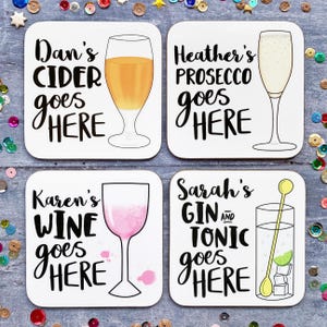 Personalised Drink Coasters, Christmas Present, Drink Mat With Name, Family Gifts
