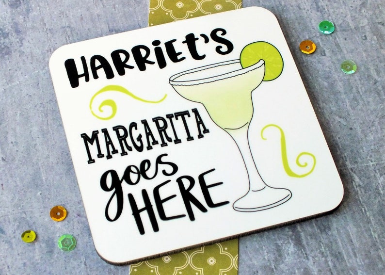 Personalised Margarita Coaster, Margarita Coaster, My Margarita Goes Here, Cocktail Gift, Funny Gift, Cocktail Lover Gift, Alcohol Coaster image 2