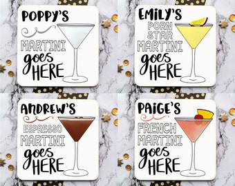Posavasos Martini personalizados: Porn Star, Espresso, Francés, Frambuesa, Limón, Chocolate y más sabores