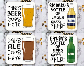 Personalised Beer Coaster, Lager Drink Mat, Ale Coaster, Home Bar Gift, Michelada, Root Beer, Craft Beer, Father's Day Gift, Friend Gift