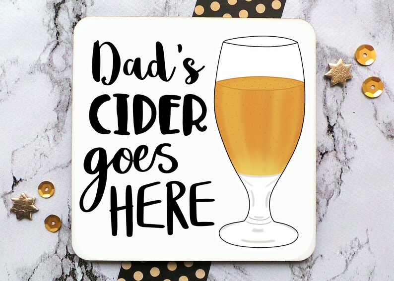 Cider Coasters, Personalised Coaster, My Cider Goes Here, Cider Gift, Dark Fruit Cider, Cider Lover Gift, Bottle Of Cider Illustration Cider (glass)