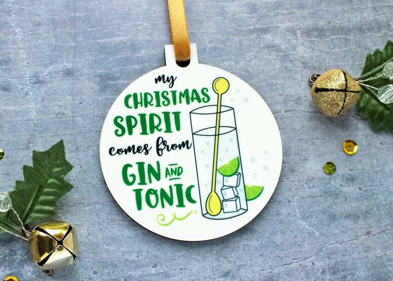 Gin Christmas Tree Ornament Gin Bauble Gin and Tonic Gift Etsy