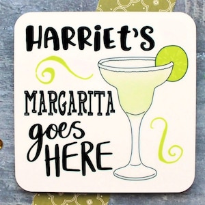 Personalised Margarita Coaster, Margarita Coaster, My Margarita Goes Here, Cocktail Gift, Funny Gift, Cocktail Lover Gift, Alcohol Coaster Margarita