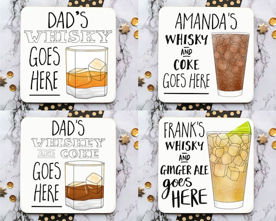Whisky Coaster, Personalised Coaster, Father's Day Present, Grandad Gift, Whisky Gift, Bourbon, Scotch, Dram, Whiskey Drink Mat