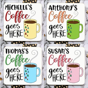 Personalised Coffee Coaster, Mug Drink Mat, Latte Gift, Cappuccino Present, Iced Coffee Lover afbeelding 2