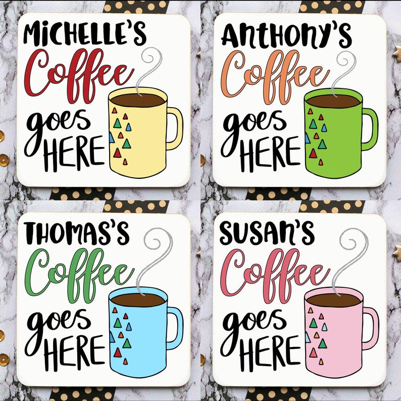 Personalised Coffee Coaster, Mug Drink Mat, Latte Gift, Cappuccino Present, Iced Coffee Lover afbeelding 2