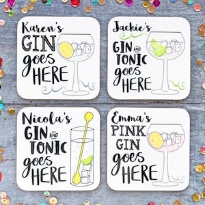 Personalised Gin Coaster, Various Flavours, Drinks Mat, Home Bar Gift