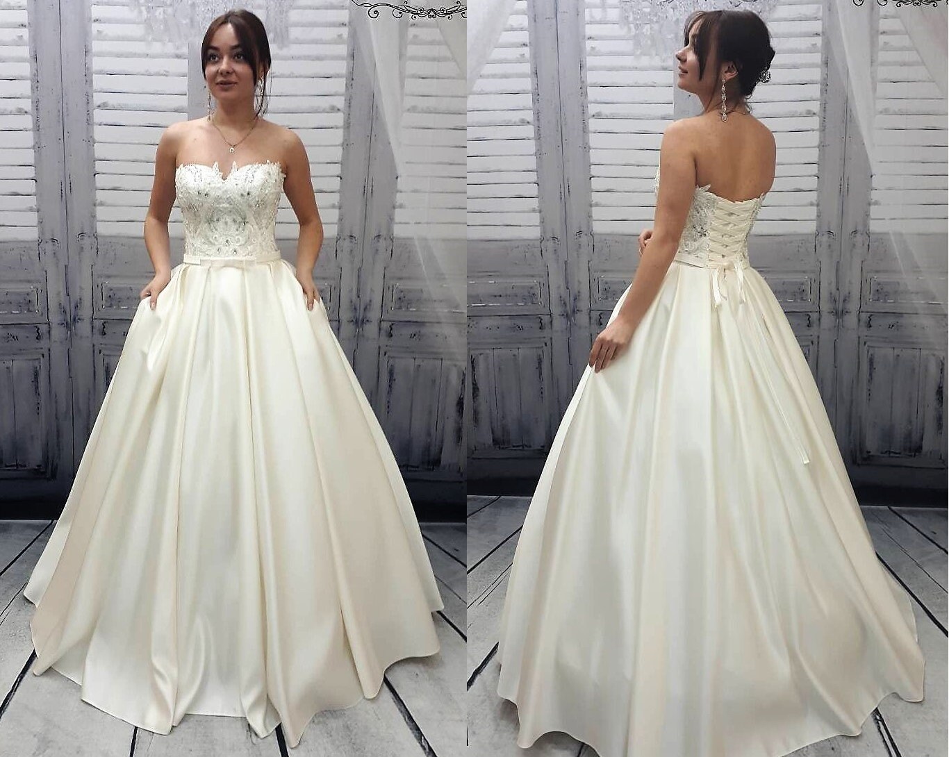 Princess Wedding Dress With Lace Corset And Satin Skirt With Etsy