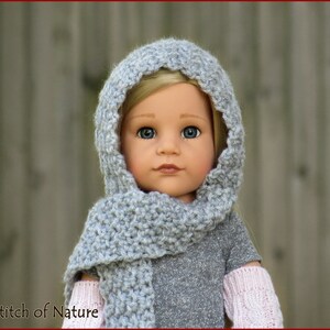 Crochet PATTERN The Philadelphia Hooded Scarf Pattern, Scarf with Hood and Buttons 18 doll, Toddler to Adult sizes Girls id: 16051 image 7