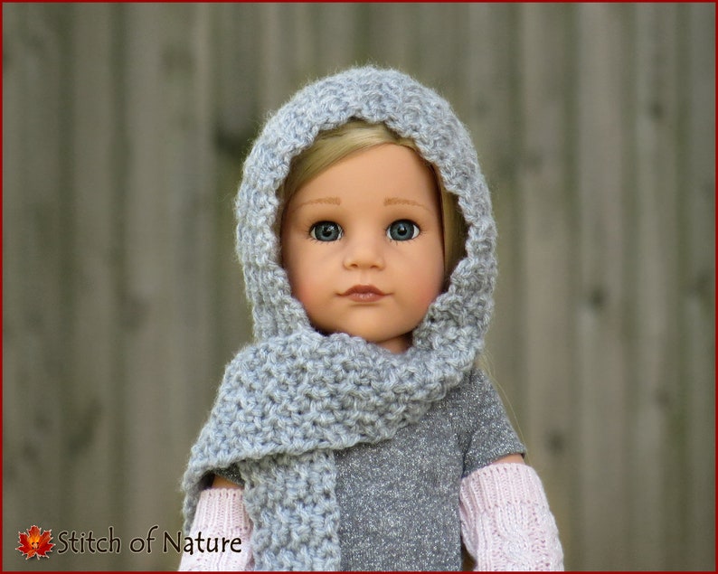 Crochet PATTERN The Philadelphia Hooded Scarf Pattern, Scarf with Hood and Buttons 18 doll, Toddler to Adult sizes Girls id: 16051 image 7