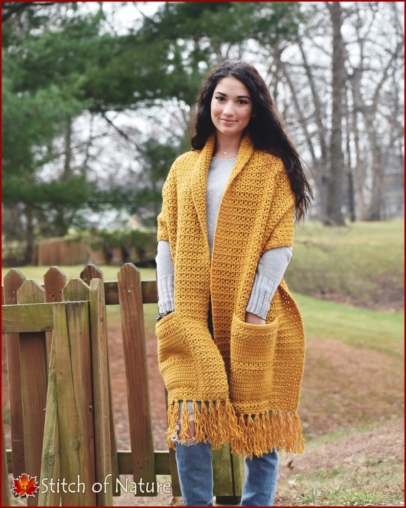 Crochet PATTERN The Pason Pocket Shawl Pattern, Pocket Wrap Crochet Pattern Child to Adult sizes Girls id: 16129 image 8