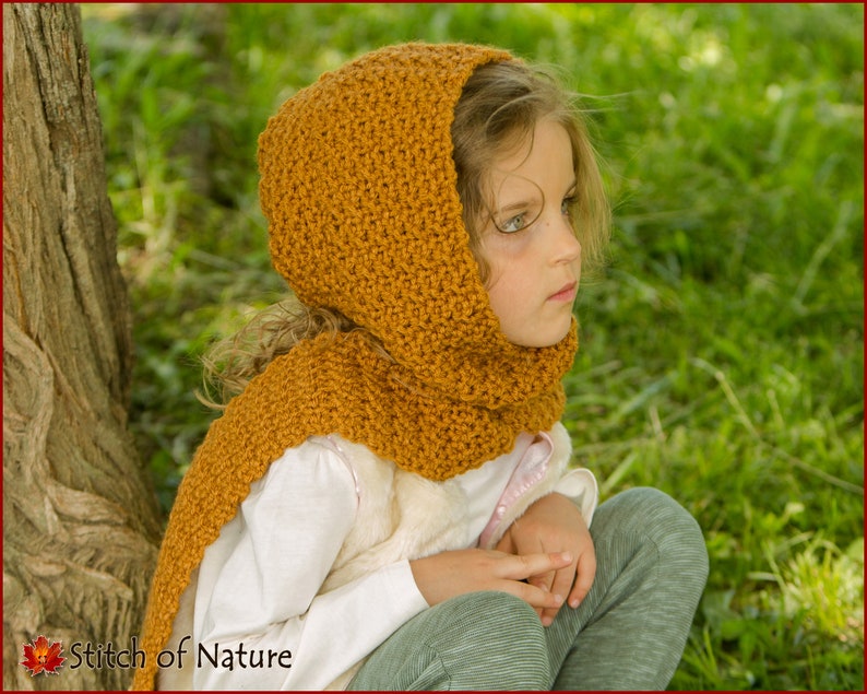 Crochet PATTERN The Philadelphia Hooded Scarf Pattern, Scarf with Hood and Buttons 18 doll, Toddler to Adult sizes Girls id: 16051 image 4