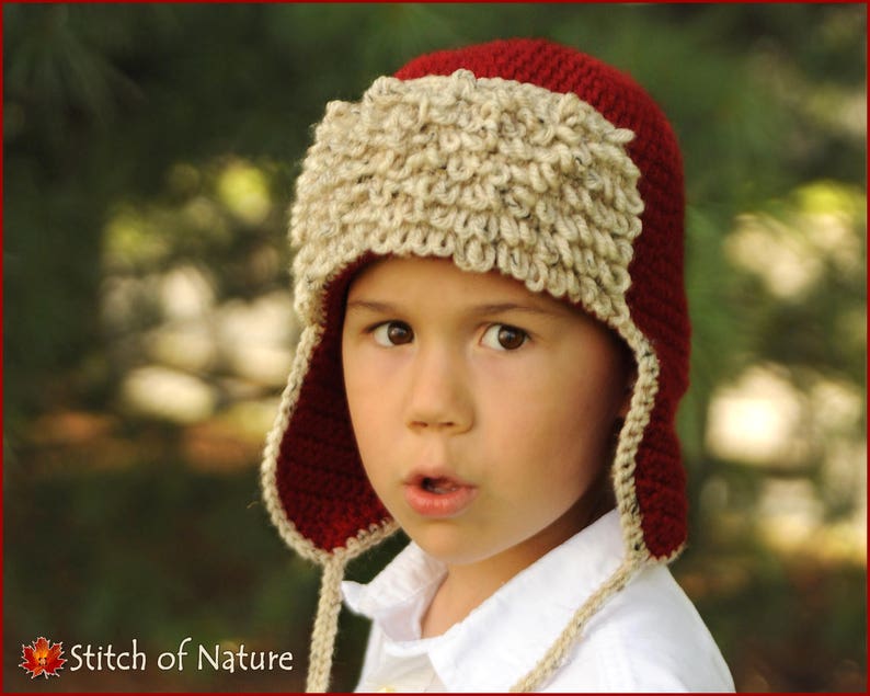 Crochet PATTERN The Red Baron Aviator Hat, Pilot Hat Pattern Newborn to Adult sizes Girls, Boys id: 16067 image 2