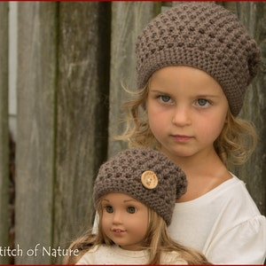 Crochet PATTERN - The Norwood Slouchy Hat, Slouchy Beanie Pattern (18" Doll Size, Baby to Adult sizes - Girls) - id: 16034