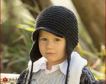 Crochet PATTERN - The Jackson Ear Flap Hat Pattern  (Toddler to Adult sizes - Girls, Boys) - id: 16103
