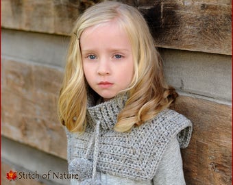 Crochet PATTERN - The Bridgeton Neck Warmer, Mock Neck Dickie Pattern (18" doll, Toddler to Adult sizes - Girls) - id: 16066