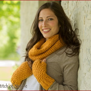 Crochet PATTERN - The Savannah Cowl and Fingerless Gloves Set Pattern (Toddler to Adult sizes - Girls) - id: 16063