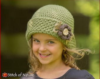 Crochet PATTERN - The Peoria Vintage Cloche Hat, 1920s Hat (18" doll size, Toddler to Adult sizes - Girls) - id: 16060