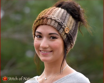 Crochet PATTERN - The Aberdeen Messy Bun Headband Pattern, Crochet Turban Headband Pattern (Girls) - id: 16128