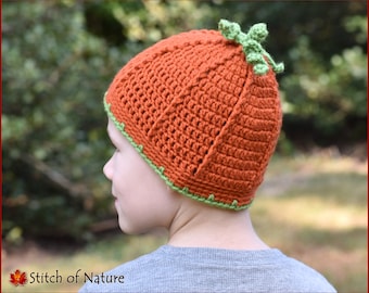 PATTERN all'uncinetto - Modello a berretto Harvestville, divertente cappello a zucca, modello a cappello di Halloween (taglie da neonato ad adulto - ragazze/ragazzi) - id: 16119