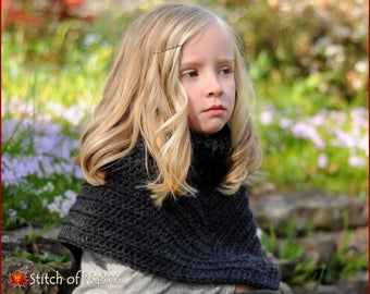 Crochet PATTERN - The Crestone Cowl Neck Poncho Pattern, Neck Warmer Pattern (18" doll, Toddler to Adult XL sizes - Girls, Boys) - id: 16057