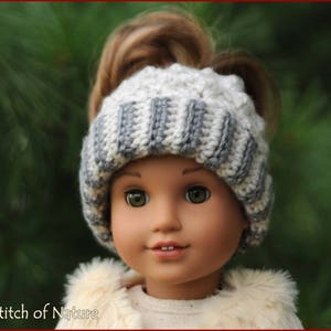 Crochet Hat PATTERN - The Brookville Messy Bun Hat, Cap with a Brim, Slouchy Hat (18" Doll, Toddler to Adult sizes - Girls) - id: 16053