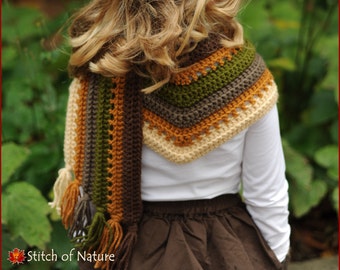 Crochet PATTERN - The Heartland Shawl Scarf Pattern (Toddler to Adult sizes - Girls) - id: 16030