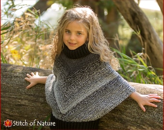 Crochet PATTERN - The Manhattan Pullover Poncho Pattern, Cowl Neck Poncho, Wrap Pattern (18" doll, Toddler to Adult XL sizes) - id: 16116