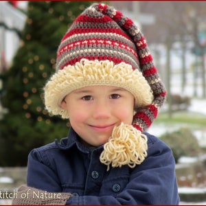 Crochet PATTERN - The Snowland Stocking Hat with a Loopy Pom-pom, (Baby to Adult sizes - Girls and Boys) - id: 16072