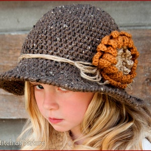 Crochet PATTERN The Walden Sunflower Wide-brimmed Hat with Jute Twine Cord Toddler to Adult sizes Girls id: 16001 image 2