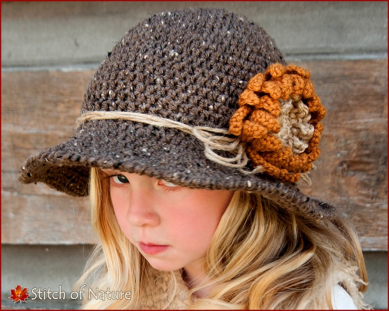 Crochet PATTERN The Walden Sunflower Wide-brimmed Hat with Jute Twine Cord Toddler to Adult sizes Girls id: 16001 image 2