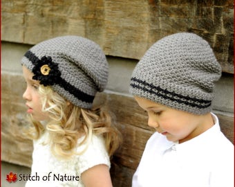 Crochet Hat PATTERN - The Bay Ridge Slouchy Hat  (Toddler to Adult sizes - Girls, Boys) - id: 16007