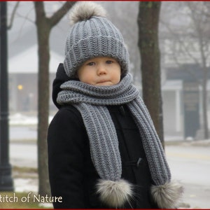 Crochet PATTERN - The Boston Hat and Scarf Set Pattern (Baby to Adult sizes - Boys, Girls) - id: 16075